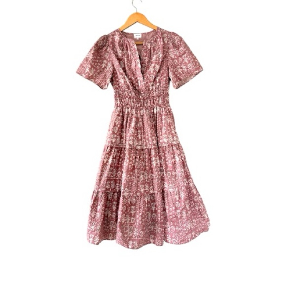AUREUM Dusty Rose Floral‎ Midi Dress sz XS could fit small